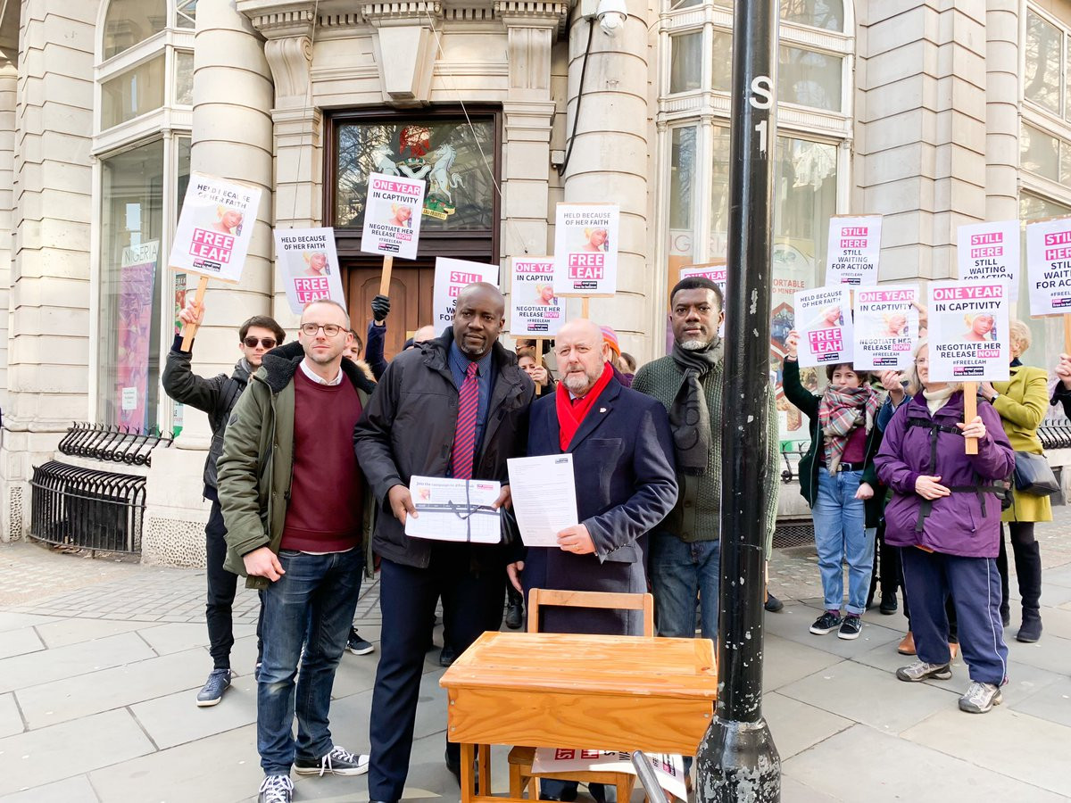 Reno Omokri Stages Protest At Nigerian Embassy In UK For Leah Sharibu